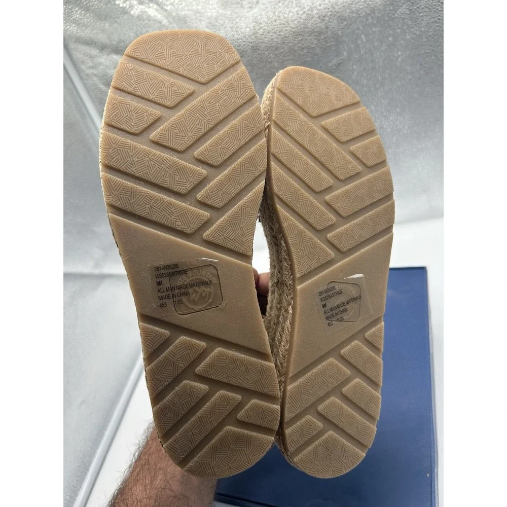 New White‎ Mountain Stride Espadrille Wedge Heel Ankle Strap Sandals Tan Size 9M